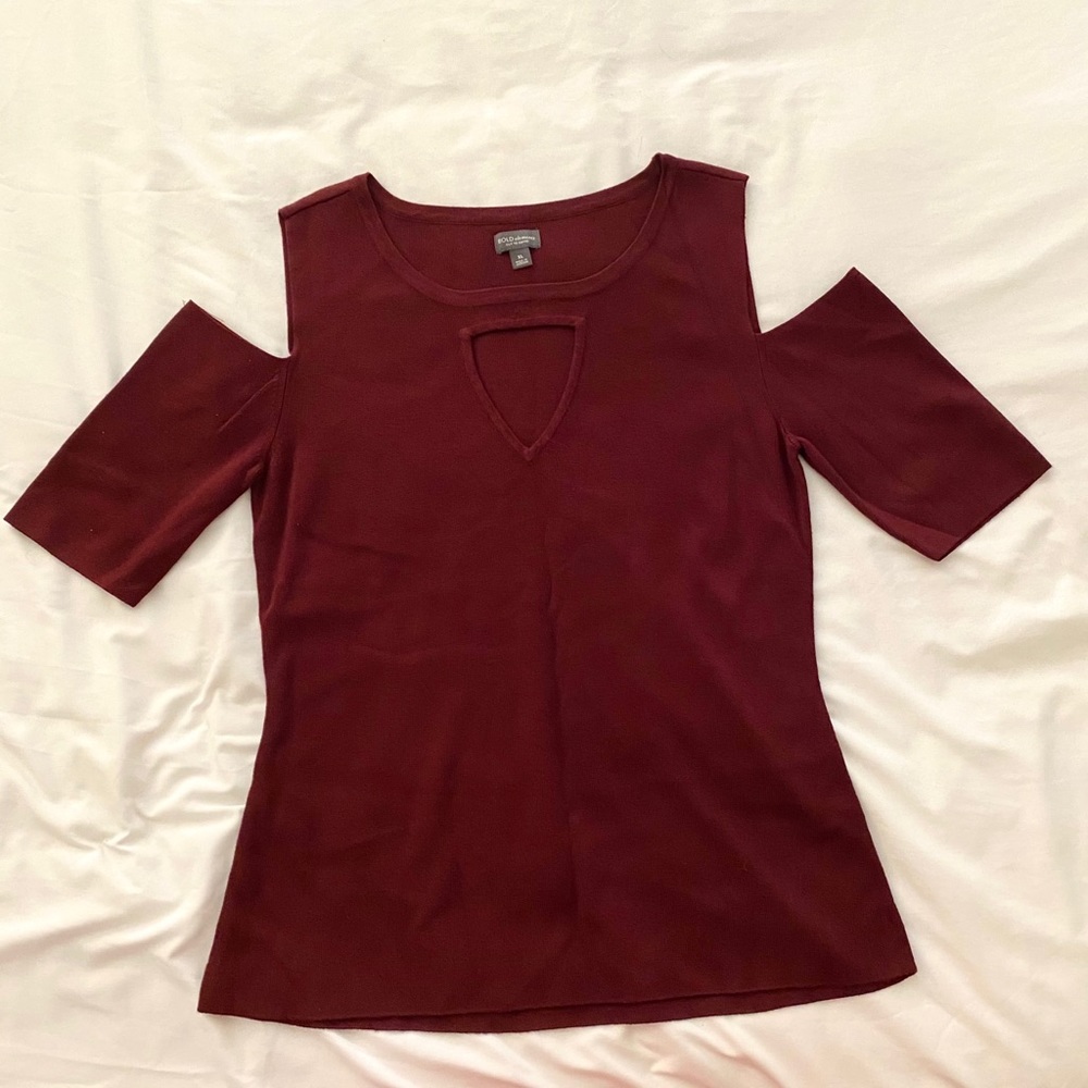 BOLD Elements | Burgundy Cold Shoulder Sweater XL